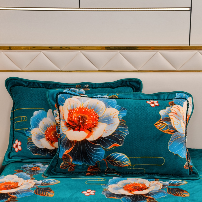 91家纺网 家纺一手货源 找家纺 金柚子 2024新款加厚牛奶绒四件套 金玉满堂