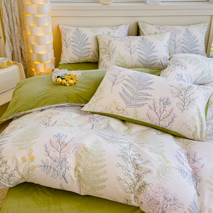 91家纺网 家纺一手货源 找家纺 清雅福 2024新款小清新ins棉加绒印花四件套系列-棉绒风格一 棉绒巴黎之恋