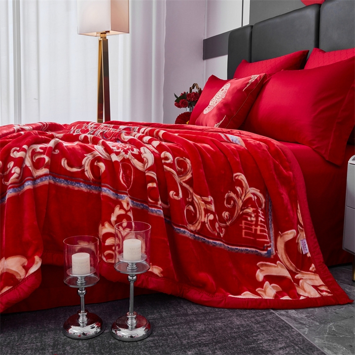 91家纺网 家纺一手货源 找家纺 凯轩毛毛毯毯子网销专供 2024新款A类双层云毛毯毯子 双喜临门