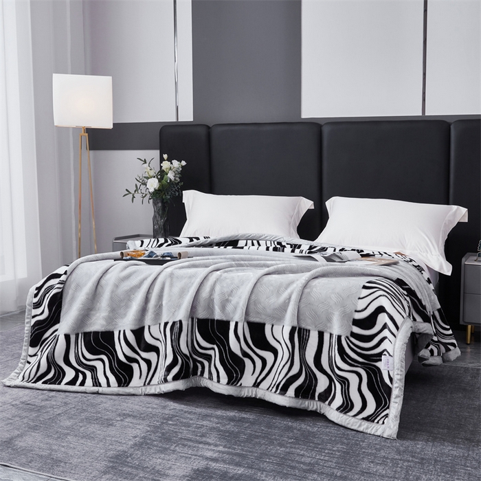 91家纺网 家纺一手货源 找家纺 凯轩毛毛毯毯子网销专供 2024新款A类双层云毛毯毯子 黑白恋