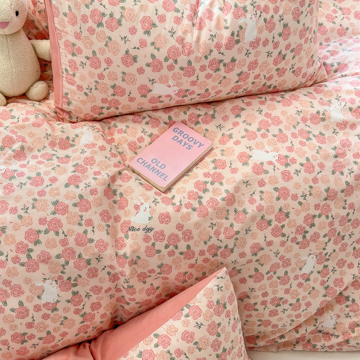 91家纺网 家纺一手货源 找家纺 清雅福 2024新款小清新ins棉加绒印花四件套系列-棉绒风格二 遇见浪漫