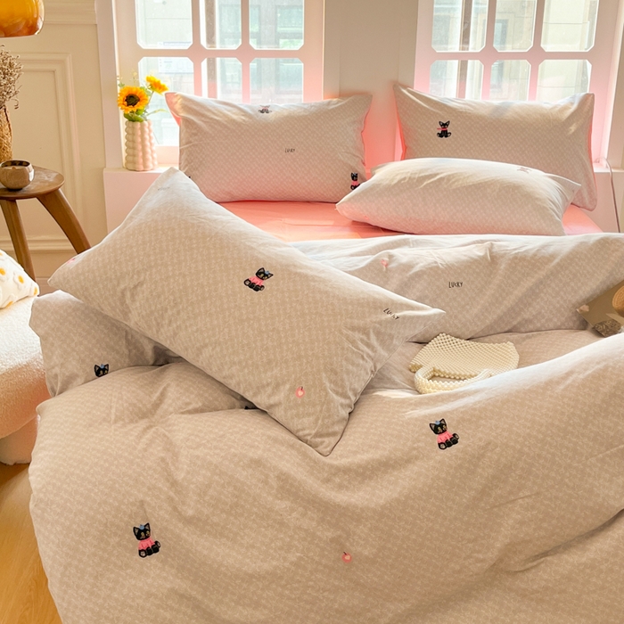 91家纺网 家纺一手货源 找家纺 千朵 2024新款全棉磨毛四件套 萌宠