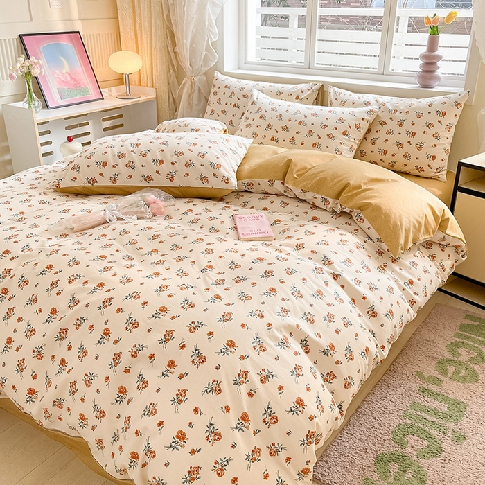 91家纺网 家纺一手货源 找家纺 麦伦家居 2024全棉斜纹13372小清新碎花卡通系列四件套 玫瑰庄园