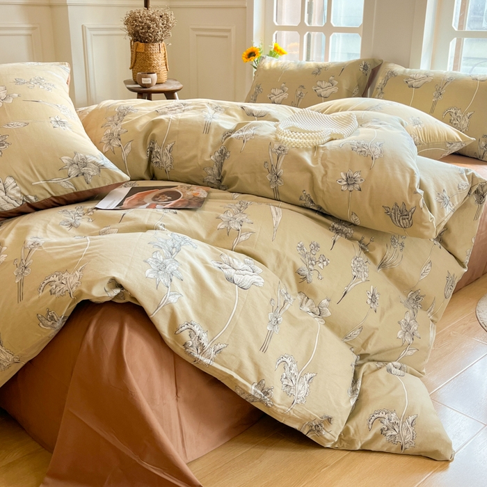 91家纺网 家纺一手货源 找家纺 千朵 2024新款全棉磨毛四件套 秋屿