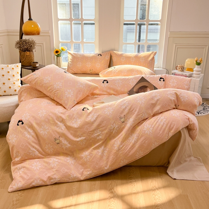 91家纺网 家纺一手货源 找家纺 千朵 2024新款全棉磨毛四件套 南浔