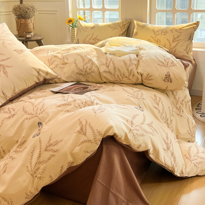 91家纺网 家纺一手货源 找家纺 千朵 2024新款全棉磨毛四件套 沐梦