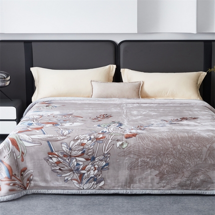 91家纺网 家纺一手货源 找家纺 凯轩毛毛毯毯子网销专供 2024新款新中式大版印花双层云毛毯毯子 梦影