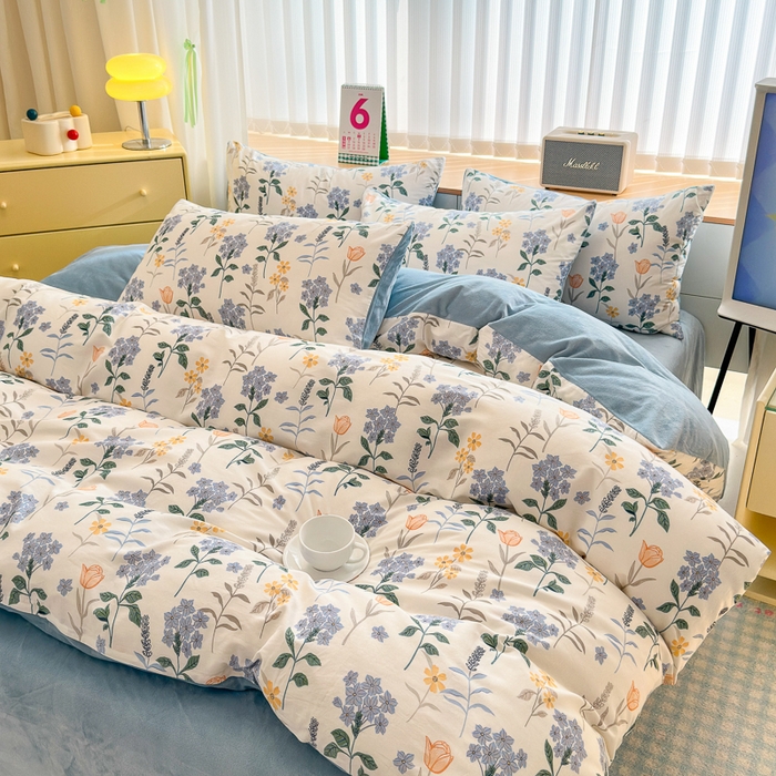 91家纺网 家纺一手货源 找家纺 （总）清雅福 2024新款小清新ins棉加绒印花四件套系列-棉绒风格二