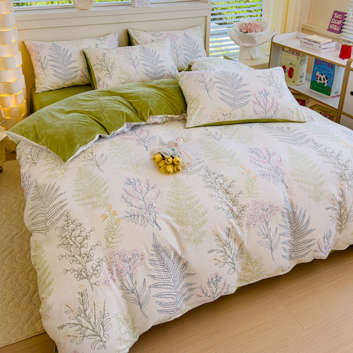 91家纺网 家纺一手货源 找家纺 清雅福 2024新款小清新ins棉加绒印花四件套系列-棉绒风格一 棉绒巴黎之恋