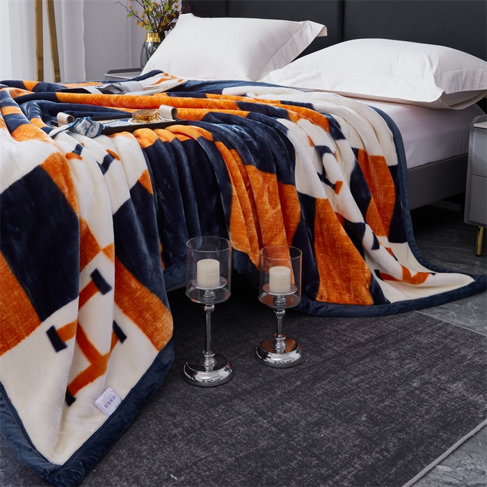 91家纺网 家纺一手货源 找家纺 凯轩毛毛毯毯子网销专供 2024新款A类双层云毛毯毯子 H橘