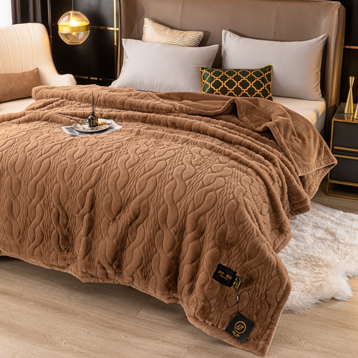 91家纺网 家纺一手货源 找家纺 凯轩毛毛毯毯子网销专供 2024新款精品仿裘皮毛毯毯子 沙漠红