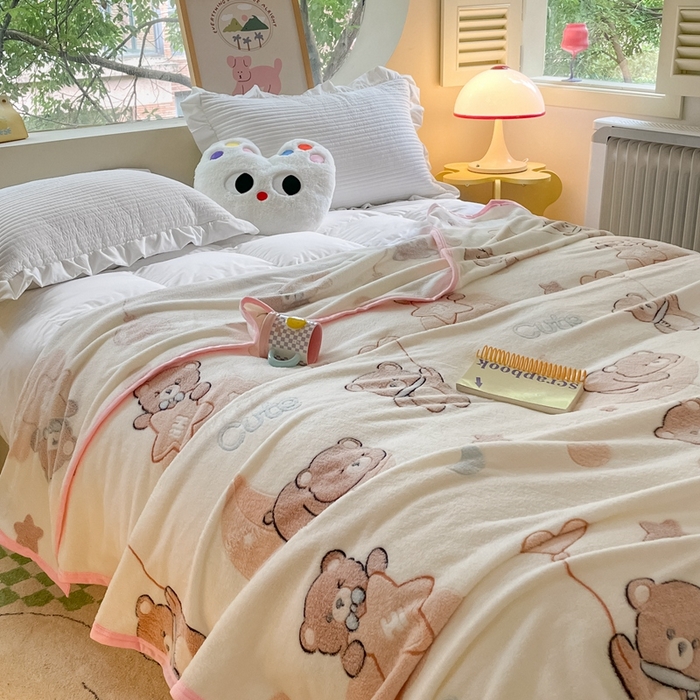 91家纺网 家纺一手货源 找家纺 慕尚家纺 2025新款高克重加厚雪花绒毛毯毯子 星空熊