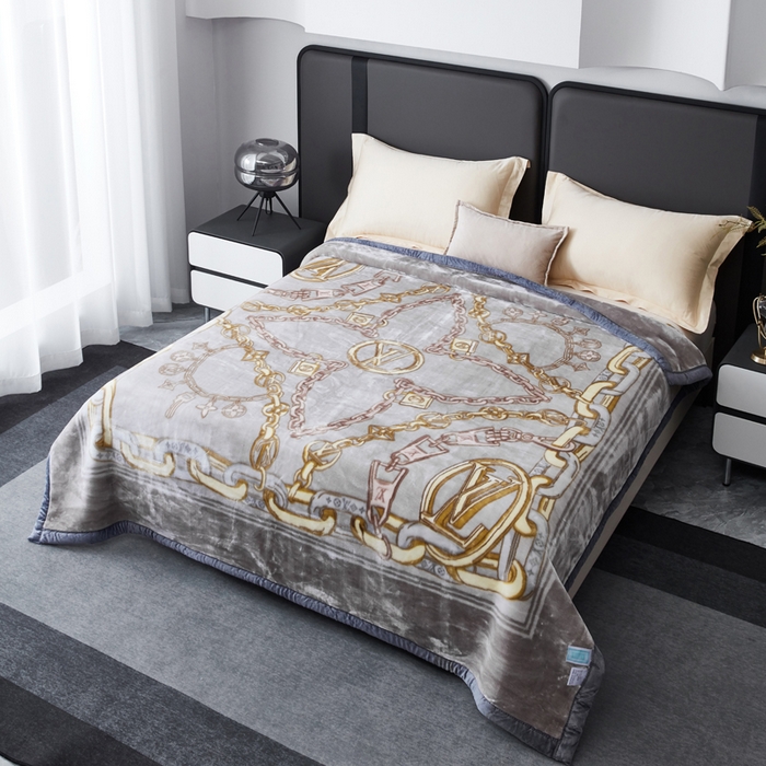 91家纺网 家纺一手货源 找家纺 凯轩毛毛毯毯子网销专供 2024新款新中式大版印花双层云毛毯毯子 欧情