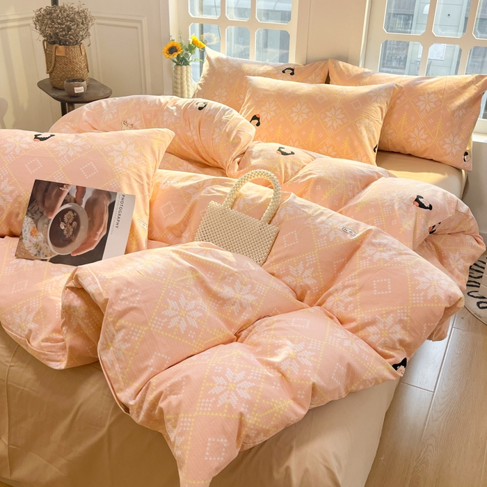 91家纺网 家纺一手货源 找家纺 千朵 2024新款全棉磨毛四件套 南浔