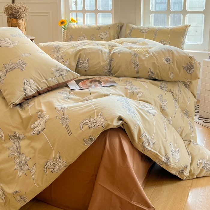 91家纺网 家纺一手货源 找家纺 千朵 2024新款全棉磨毛四件套 秋屿