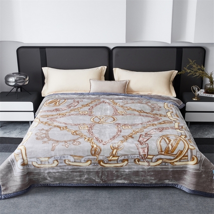 91家纺网 家纺一手货源 找家纺 凯轩毛毛毯毯子网销专供 2024新款新中式大版印花双层云毛毯毯子 欧情