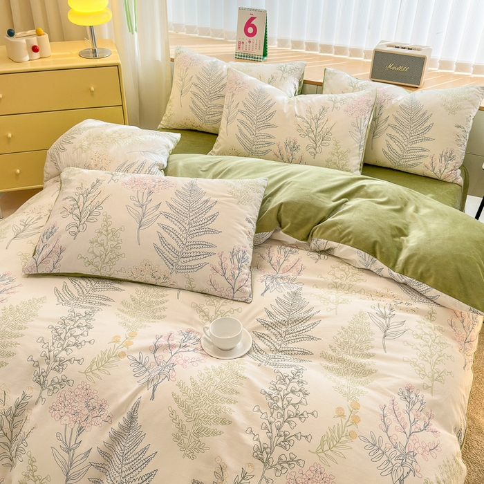 91家纺网 家纺一手货源 找家纺 清雅福 2024新款小清新ins棉加绒印花四件套系列-棉绒风格二 巴黎之恋