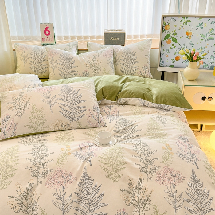 91家纺网 家纺一手货源 找家纺 清雅福 2024新款小清新ins棉加绒印花四件套系列-棉绒风格二 巴黎之恋