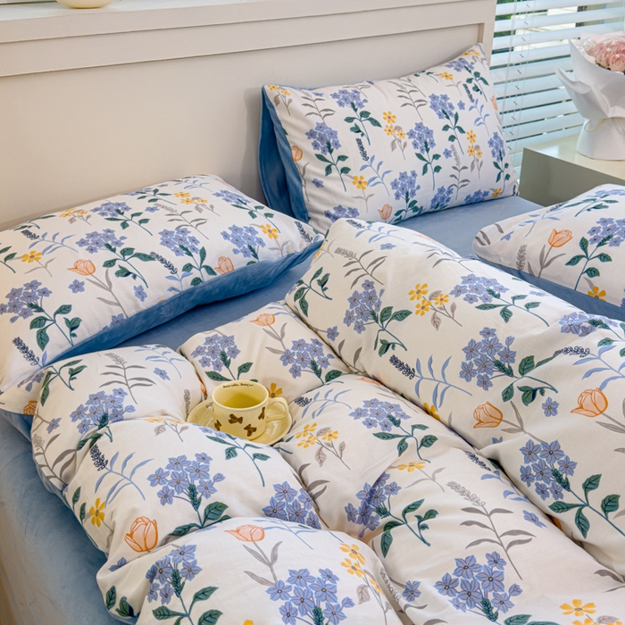 91家纺网 家纺一手货源 找家纺 清雅福 2024新款小清新ins棉加绒印花四件套系列-棉绒风格一 棉绒爱丽丝