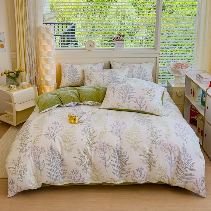 91家纺网 家纺一手货源 找家纺 清雅福 2024新款小清新ins棉加绒印花四件套系列-棉绒风格一 棉绒巴黎之恋