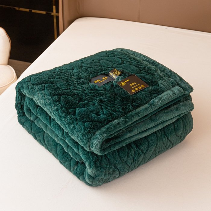 91家纺网 家纺一手货源 找家纺 凯轩毛毛毯毯子网销专供 2024新款精品仿裘皮毛毯毯子 墨绿