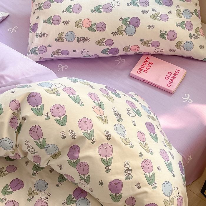 91家纺网 家纺一手货源 找家纺 麦伦家居 2024全棉斜纹13372小清新碎花卡通系列四件套 美雅