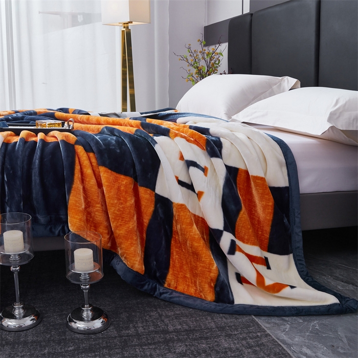 91家纺网 家纺一手货源 找家纺 凯轩毛毛毯毯子网销专供 2024新款A类双层云毛毯毯子 H橘