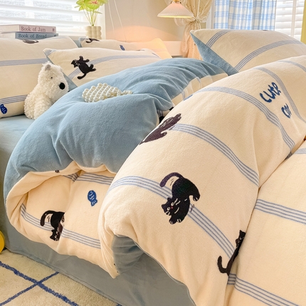 91家纺网 家纺一手货源 找家纺 （总）雅居纺家纺 2024新款高克重印花牛奶绒单被套