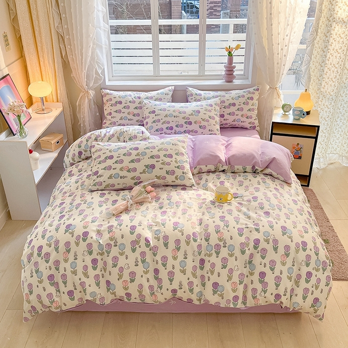 91家纺网 家纺一手货源 找家纺 麦伦家居 2024全棉斜纹13372小清新碎花卡通系列四件套 美雅