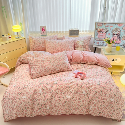 清雅福 2024新款小清新ins棉加绒印花四件套系列-棉绒风格二 遇见浪漫