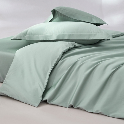 轩和家居 2024新款简约纯色50s长绒棉贡缎四件套 薄荷绿