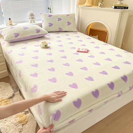 91家纺网 家纺一手货源 找家纺 （总）雅居纺家纺 2024新款300克兔毛印花单床笠 单枕套