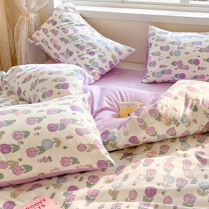 91家纺网 家纺一手货源 找家纺 麦伦家居 2024全棉斜纹13372小清新碎花卡通系列四件套 美雅