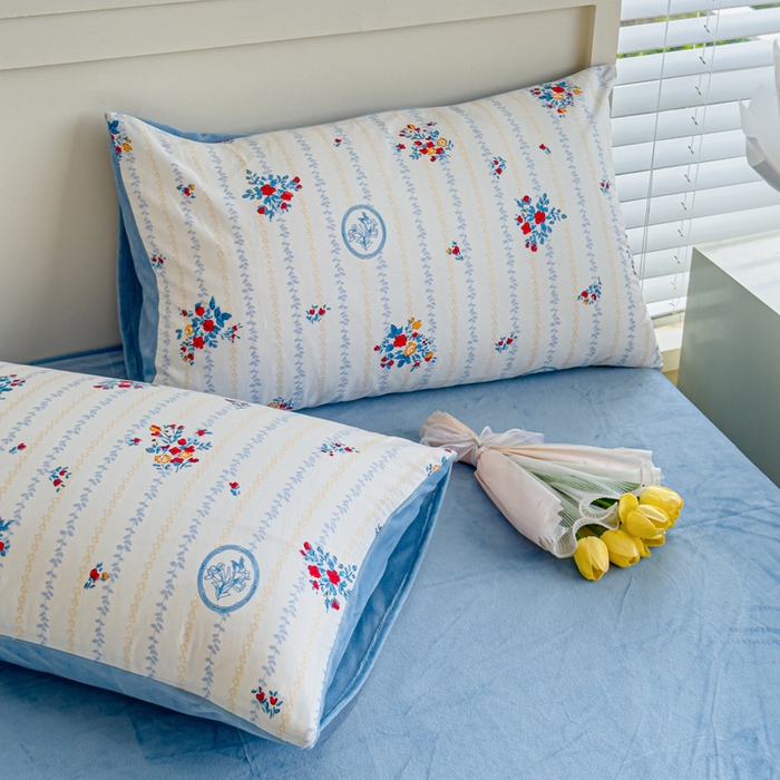 91家纺网 家纺一手货源 找家纺 清雅福 2024新款小清新ins棉加绒印花四件套系列-棉绒风格一 棉绒伯爵夫人