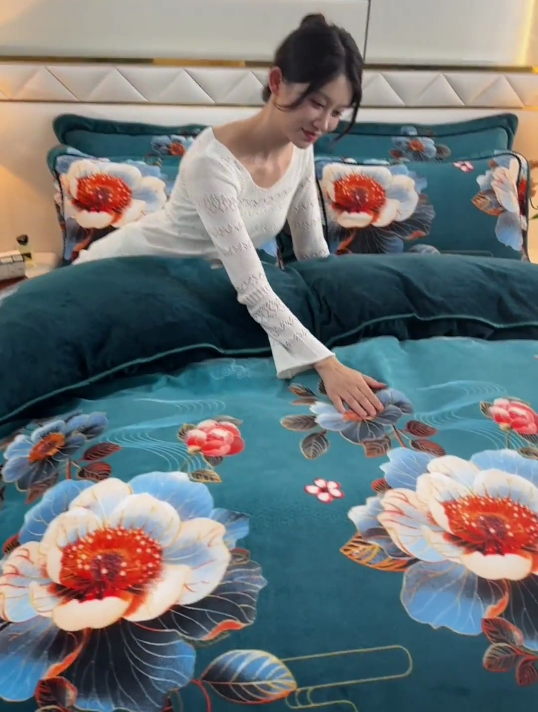 91家纺网 家纺一手货源 找家纺 金柚子 2024新款加厚牛奶绒四件套 金玉满堂