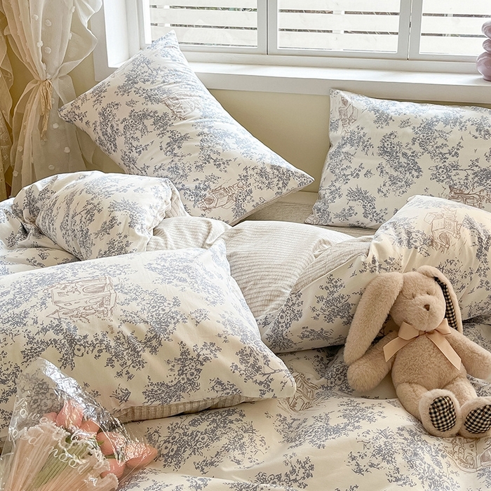 91家纺网 家纺一手货源 找家纺 麦伦家居 2024全棉斜纹13372小清新碎花卡通系列四件套 米莱