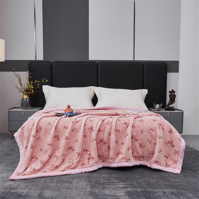 91家纺网 家纺一手货源 找家纺 凯轩毛毛毯毯子网销专供 2024新款A类双层云毛毯毯子 田园花朵