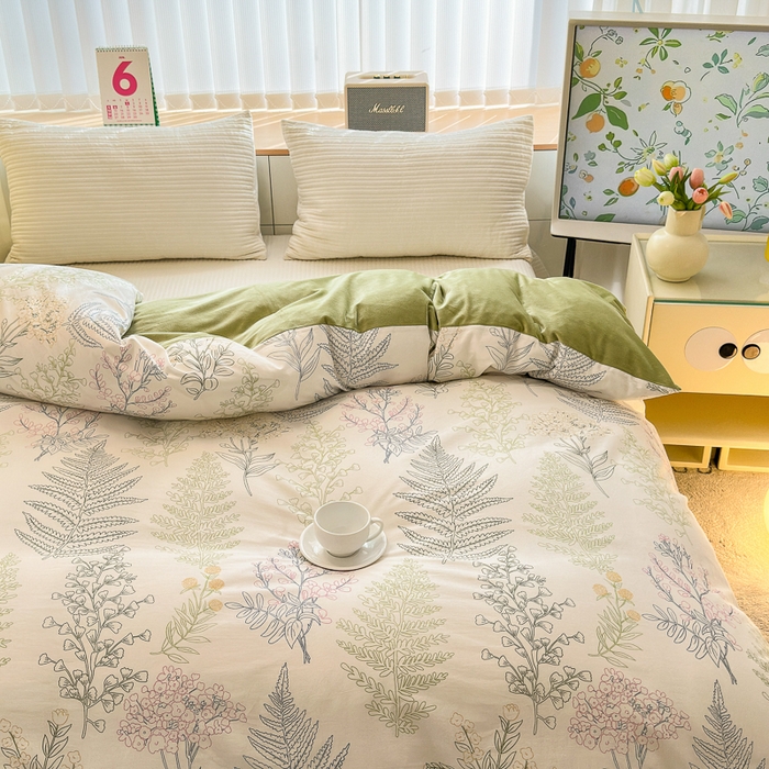 91家纺网 家纺一手货源 找家纺 清雅福 2024新款小清新ins棉加绒印花四件套系列-棉绒风格二 巴黎之恋