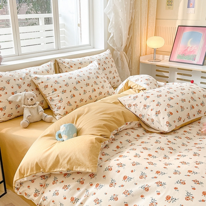 91家纺网 家纺一手货源 找家纺 麦伦家居 2024全棉斜纹13372小清新碎花卡通系列四件套 玫瑰庄园