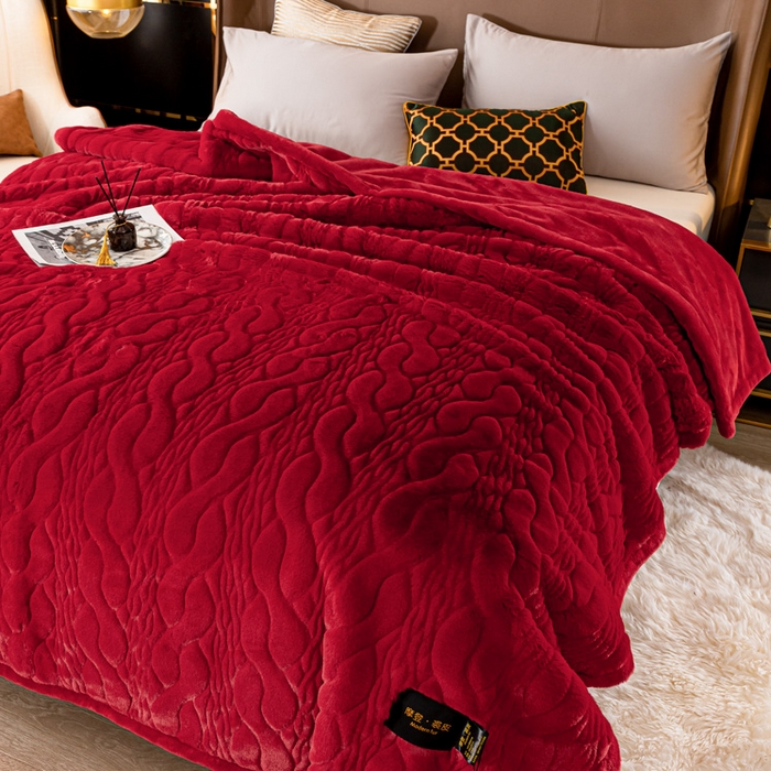 91家纺网 家纺一手货源 找家纺 凯轩毛毛毯毯子网销专供 2024新款精品仿裘皮毛毯毯子 大红