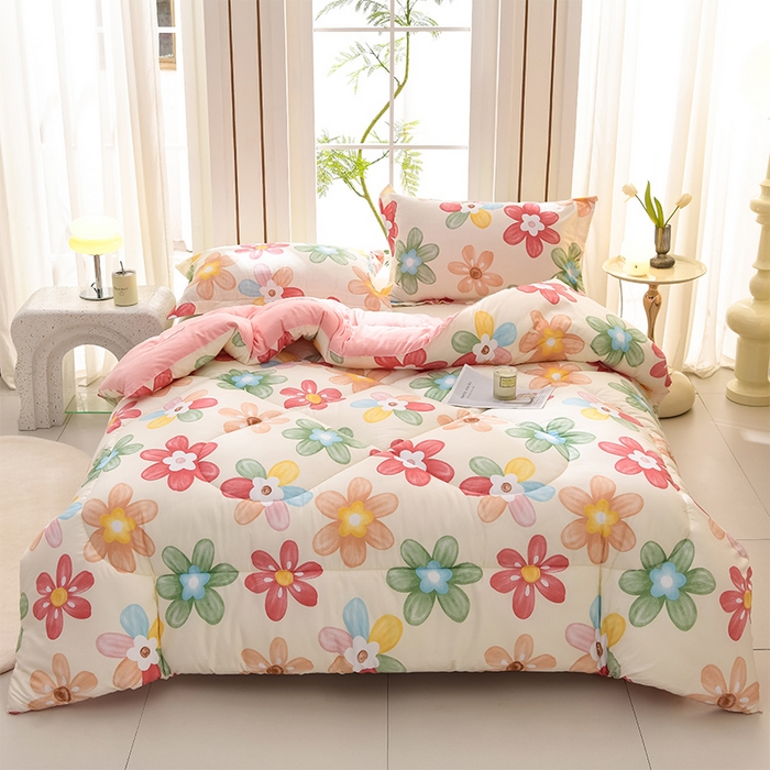 91家纺网 家纺一手货源 找家纺 圣楚家纺 2024新款绗缝保暖印花冬被 花海