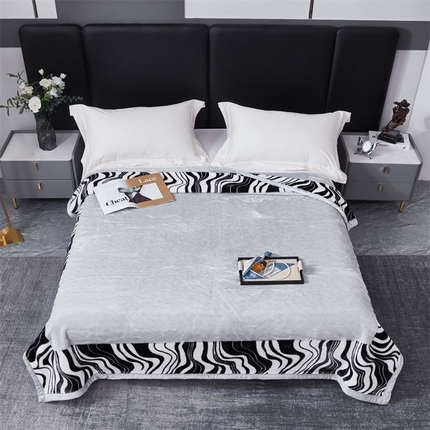 凯轩毛毛毯毯子网销专供 2024新款A类双层云毛毯毯子 黑白恋