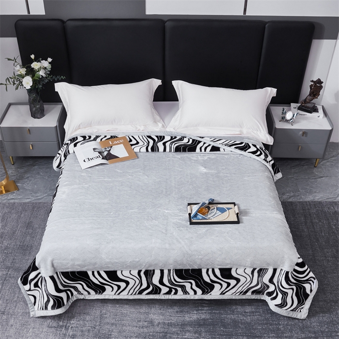 91家纺网 家纺一手货源 找家纺 凯轩毛毛毯毯子网销专供 2024新款A类双层云毛毯毯子 黑白恋