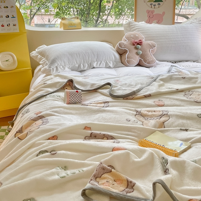 91家纺网 家纺一手货源 找家纺 慕尚家纺 2025新款高克重加厚雪花绒毛毯毯子 幸运狮