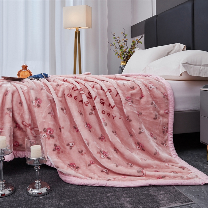 91家纺网 家纺一手货源 找家纺 凯轩毛毛毯毯子网销专供 2024新款A类双层云毛毯毯子 田园花朵