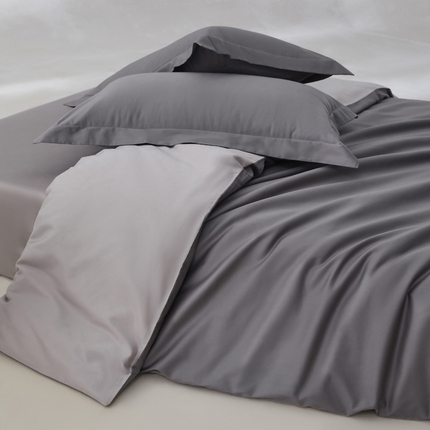 轩和家居 2024新款简约纯色50s长绒棉贡缎四件套 梦境灰+雅士灰