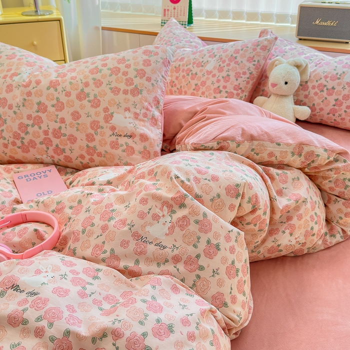 91家纺网 家纺一手货源 找家纺 清雅福 2024新款小清新ins棉加绒印花四件套系列-棉绒风格二 遇见浪漫