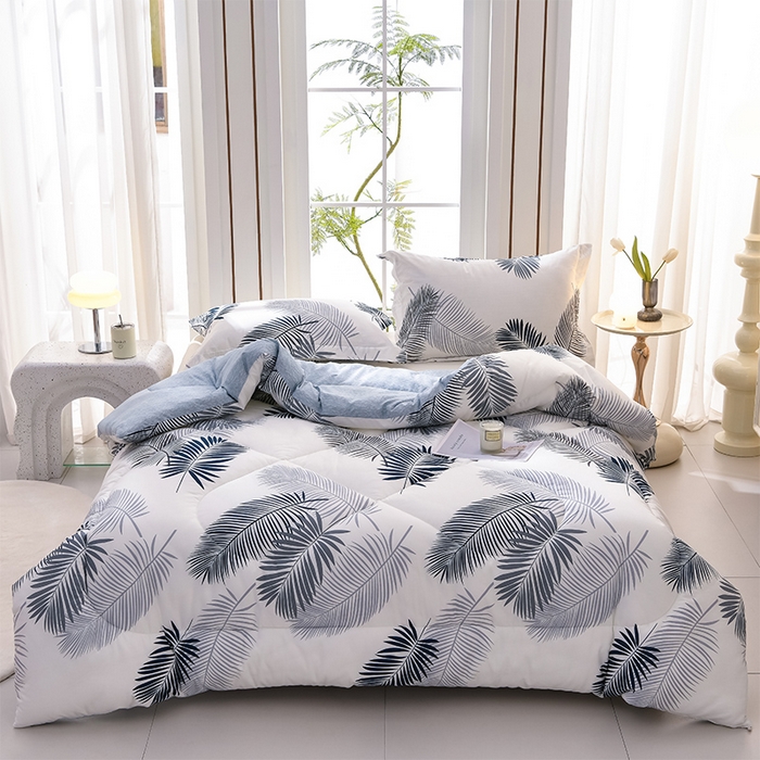 91家纺网 家纺一手货源 找家纺 圣楚家纺 2024新款绗缝保暖印花冬被 素叶