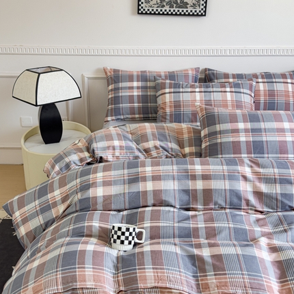 91家纺网 家纺一手货源 找家纺 耀悦家纺 2025新款A类喷气简约款13070纯棉四件套 雅韵