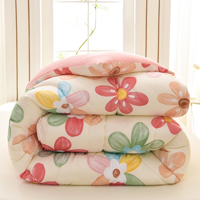 91家纺网 家纺一手货源 找家纺 圣楚家纺 2024新款绗缝保暖印花冬被 花海